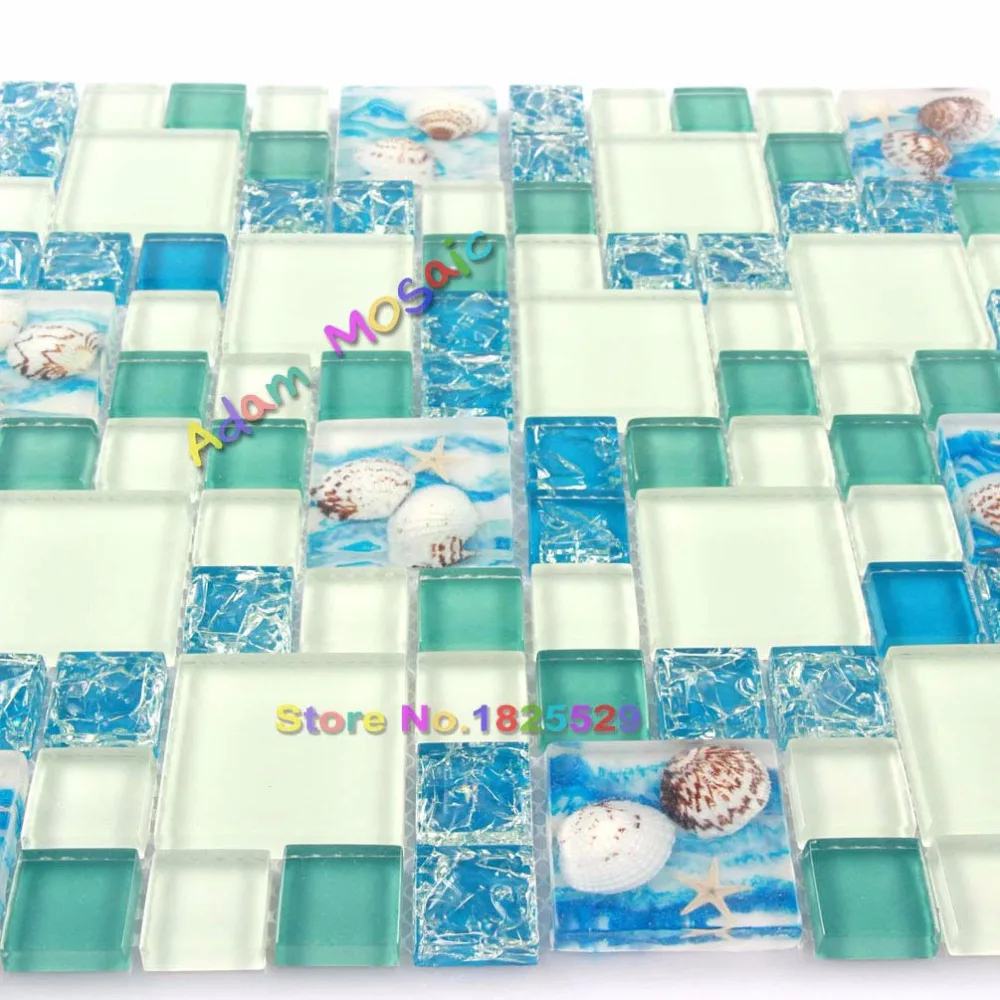 Get Mosaic Tiles Blue White Beach Style Glass Conch Backsplash Tile For Android Wallpaper Mosaic Tiles Blue White Beach Style Glass Conch Backsplash Tile For Free