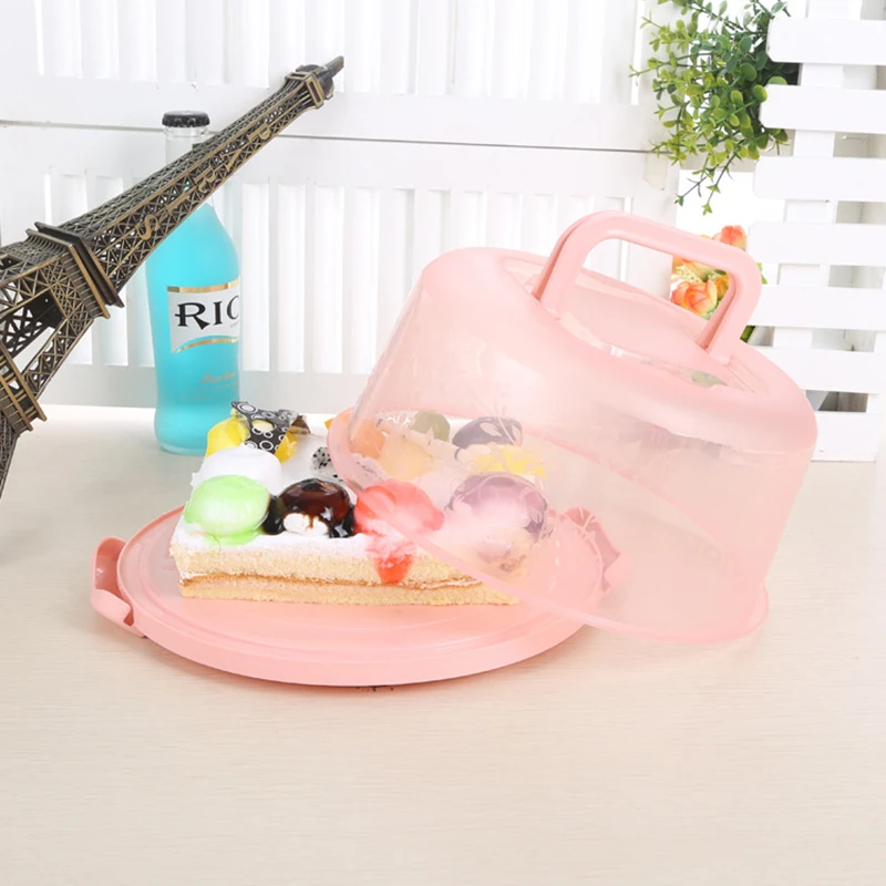 

Plastic Round Cake Box Carrier Handle Pastry Storage Boxes Dessert Container Cover Case Birthday Wedding Party Kitchen