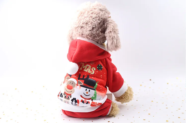 Christmas Dog Clothes Winter Hoodie Coat Santa Costume Cute Cartoon Clothes For Pet Puppy Kitty Cardigan XS-2XL