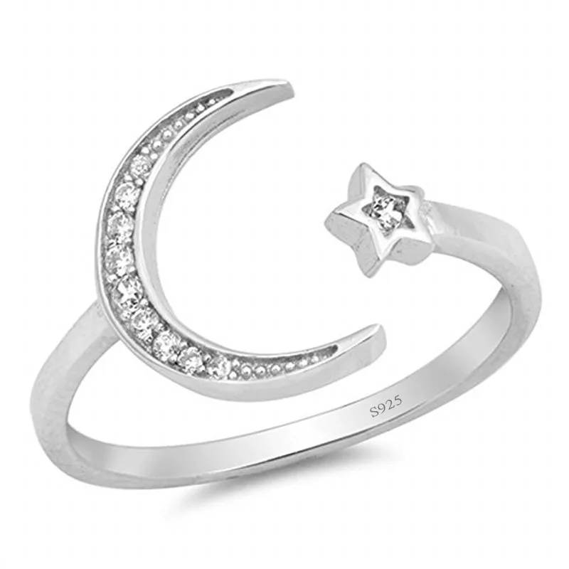 Choucong Moon Star Promise Ring 5A Циркон Камень Настоящее 925 пробы серебряные обручальные кольца для женщин вечерние ювелирные изделия