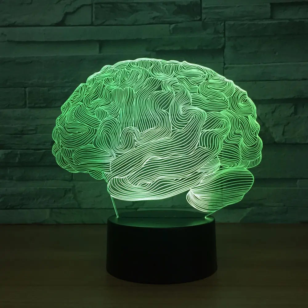 Абстрактный мозг 3D иллюзия Лампа 7 цветов изменить сенсорный переключатель светодиодный ночник акриловые настольная лампа Атмосфера