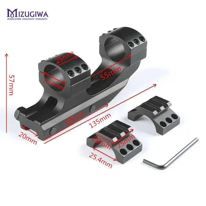MIZUGIWA сверхмощный прицел крепление 25,4 мм " Двойные кольца консольная Плоская верхняя винтовка 20 мм Picatiiny Rail Weaver крепление Охота Тактический