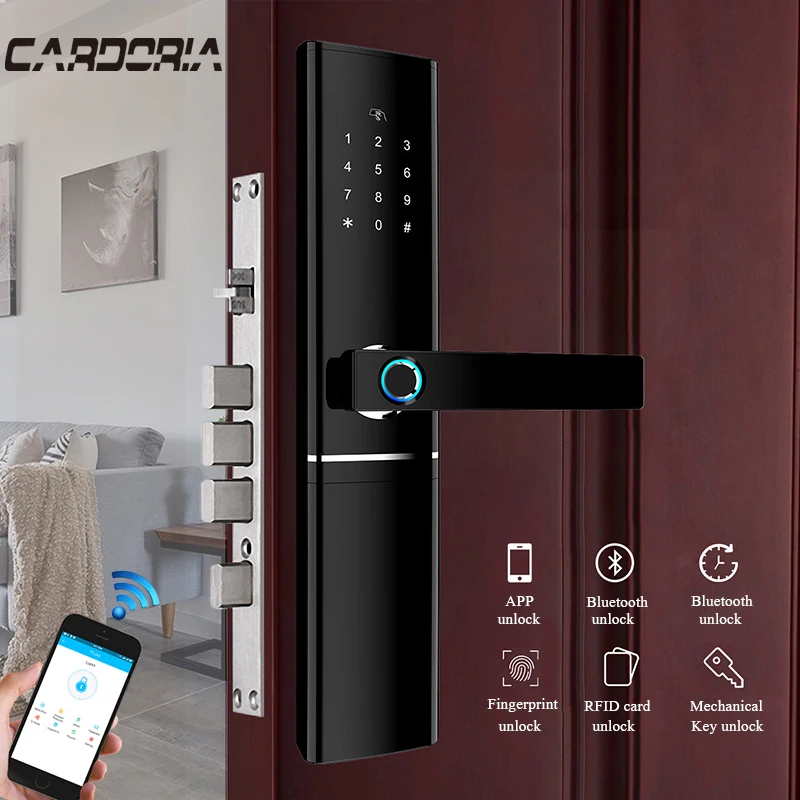 

Smart Electronic Lock Fingerprint Door Lock Security Intelligent Lock Biometric Wifi Door Lock With Bluetooth APP Unlock