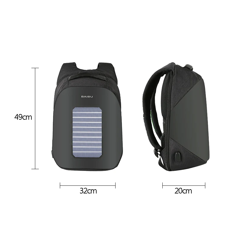 BAIBU солнечный usb зарядный рюкзак для мужчин 15," деловой Рюкзак Для Ноутбука Мужской рюкзак для путешествий ранец Противоугонный рюкзак