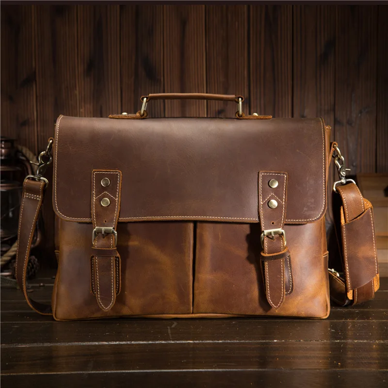 Crazy horse кожа сумка, один сумка ручной работы почтальон кожаная сумка, мужская Ретро рук портфель JM9091