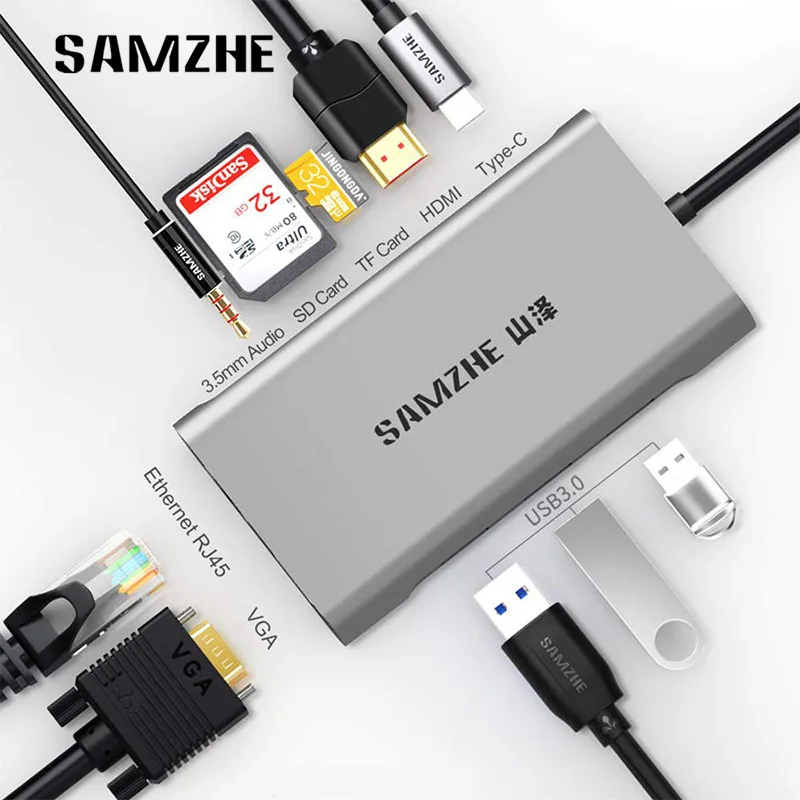 

SAMZHE USB HUB C HUB to Multi USB 3.0 HDMI Adapter Dock for MacBook Pro Accessories USB-C Type C 3.1 Splitter 3 Port USB C HUB