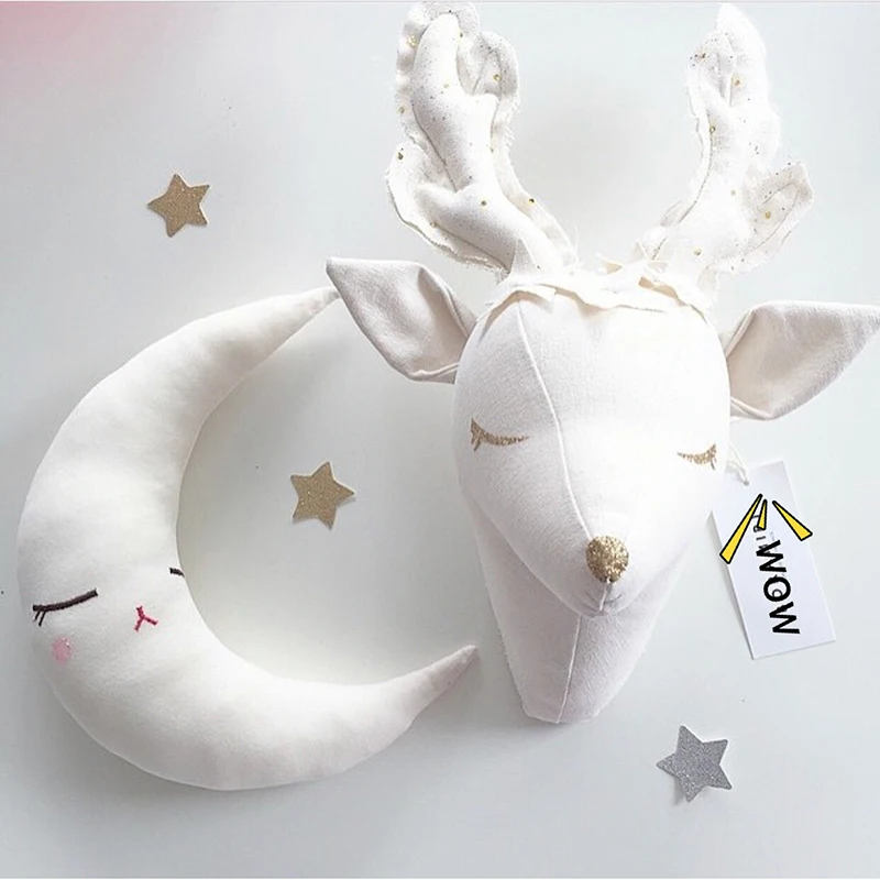 Montagens da Parede da Decoração da Parede da Cabeça dos Cervos Arte da Parede Quarto dos Miúdos Brinquedos Unicórnio Animal Cabeça Nórdico 3d Pendurado Decoração Dropshipping 10 Material de parede de pelúcia