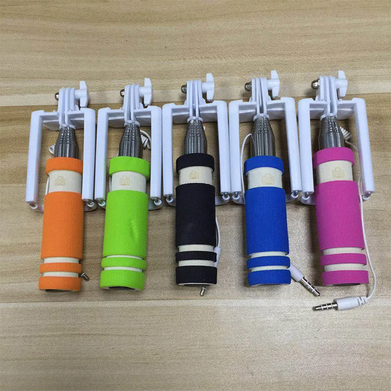 Foldable Super Mini Wired Selfie Stick Handheld Extendable Monopod Wired Shutter Handle Compatible Phone Photograph Accessories