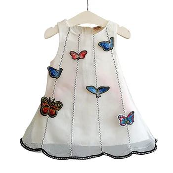 

Summer girls dress baby princess dress kids vestidos children fashion clothes sleeveless 3d butterfly Eugene yarn 2 to 7 yrs
