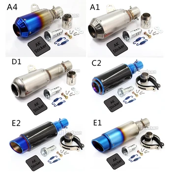 

51mm Universal Motorcycle Exhaust Pipe Muffler Modified Scooter Exhaust For HONDA Yamaha R1 R6 ZX6R dirt bike With AK Sticker