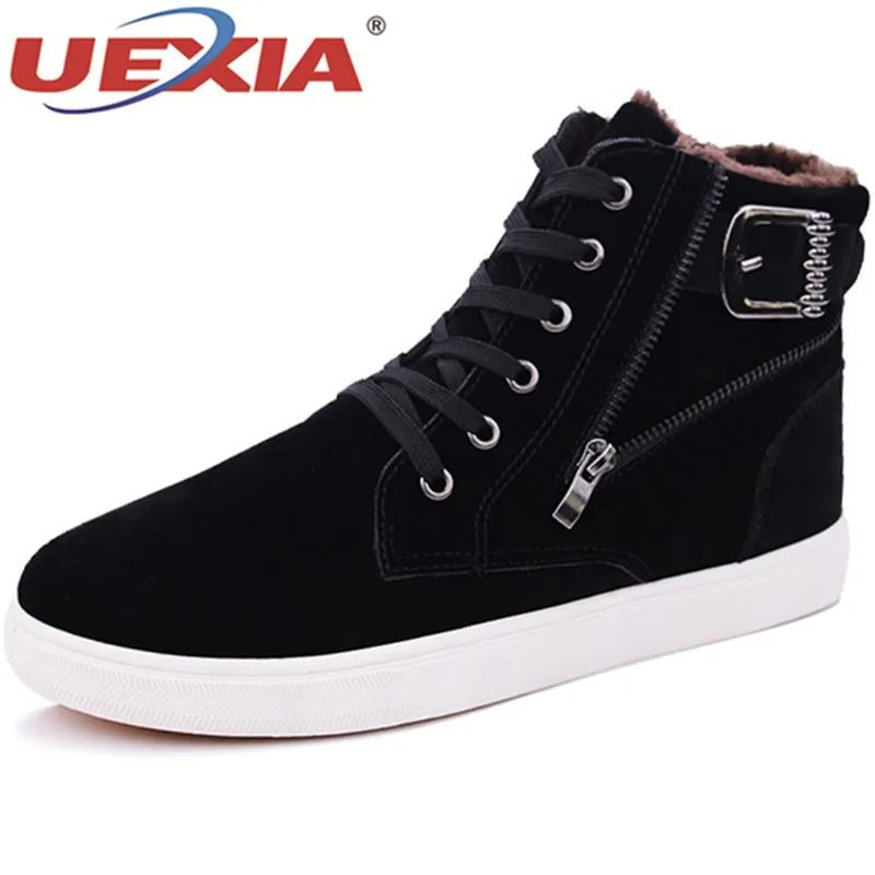 

UEXIA Brand Hot Sale Winter Snow Boots High Quality Leather Warm Boots Plush Fur Cotton Casual Working Shoes Fashion Men Boots