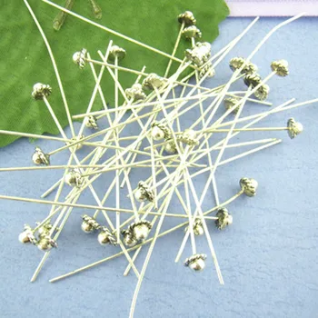 

750Pcs Silver Tone Hat Handmade Metal Head Pins Jewelry Findings Wholesale 55x0.7mm