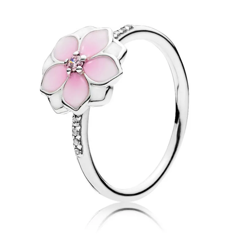 

Trendy 100% Authentic 925 Sterling Silver Magnolia Bloom Ring For Women Wedding Anniversary Party Gift Fine Pandora Jewelry