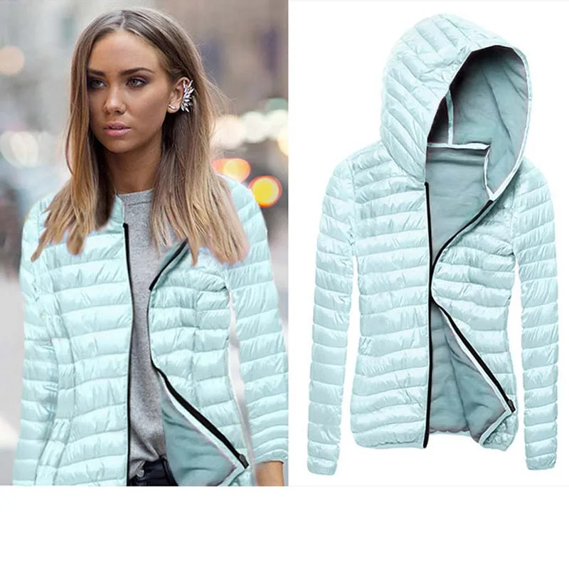 Women Slim Fit Basic Jacket Coat Zipper Up Thin Outerwear Solid Hooded