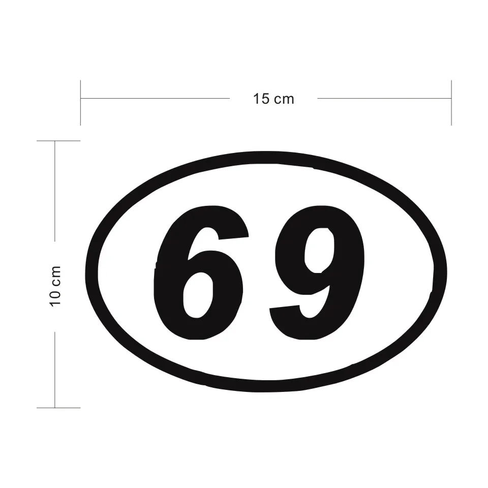 Cunymagos 69 SIXTY-NINE NUMBER OVAL Reflective Car Sticker Motorcycle Car Decoration Accessories Creative Car Sticker Car Styling 1510CM (2)