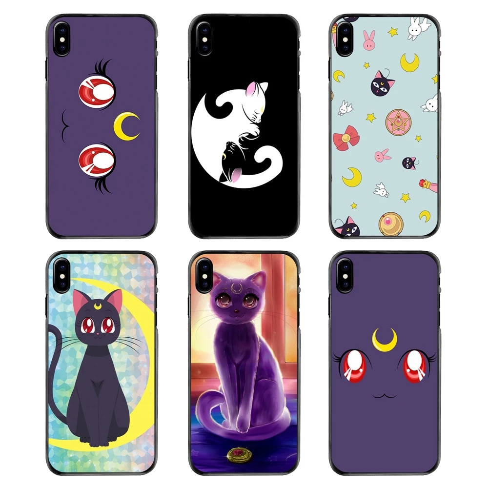 Phone Skin Case For iPhone 4 4S 5 5S 5C SE 6 6S 7 8 Plus X XR XS Max iPod Touch Lovely Cartoon Sailor Moon Luna Cats Print |