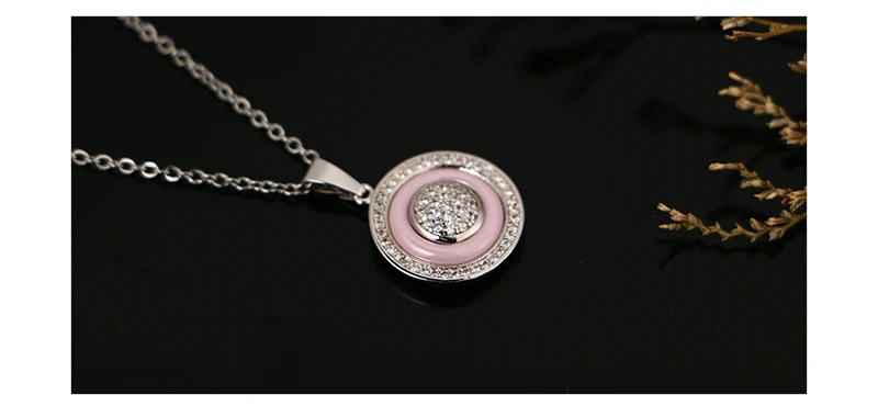 Черный синий розовый стразы набор украшений для женщин Винтаж серебро белый CZ камень здоровые керамические Ювелирные наборы с бесплатной цепочкой подарок