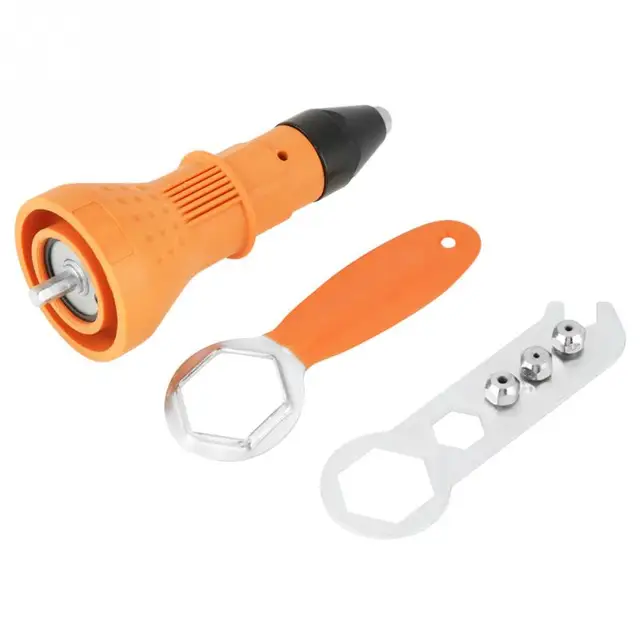 1 Set Rivet Nut Gun Adapter Insert Nut Riveting Tool with Wrench & Nozzles for Cordless Drill Portable Riveting Adapter