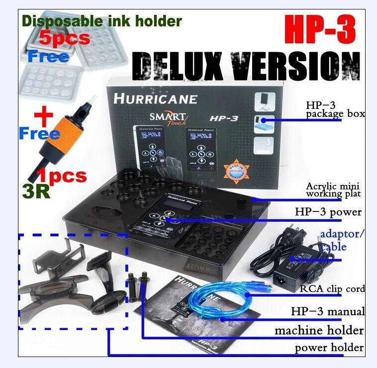 US $141.05 Wholesale Premium Quality Advanced Version Hurricane Tattoo Power Supply HP3 Screen Touch Tech for Professional Tattoo Machines
