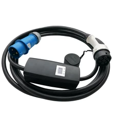 16A Type2 EV зарядное устройство IEC62196 с ЖК-дисплеем EV регулируемый ток Однофазное автомобильное зарядное устройство EVSE 62196