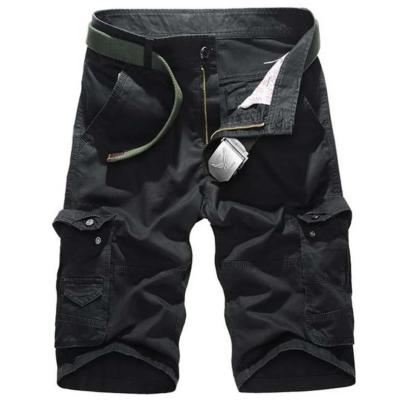 Новинка, летние мужские спортивные однотонные хлопковые Карго, походные шорты для скалолазания, короткие свободные брюки, большие размеры 36 38 - Цвет: black1580