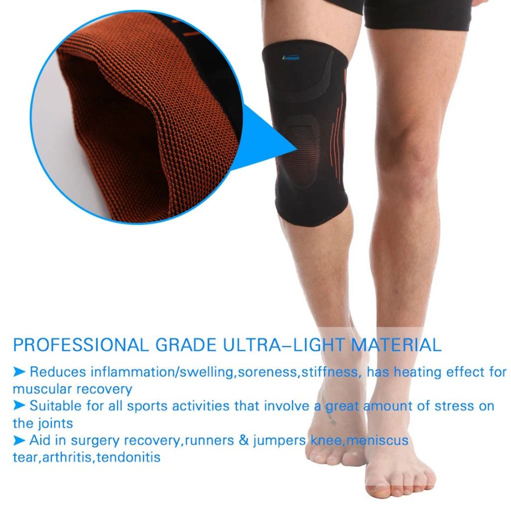 Performance Compression Knee Sleeve Brace Nylon Sport Fitness Gym Basketball Volleyball Brace Support Guard for Unisex 