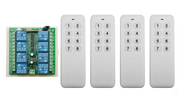 

Беспроводной фототрансмиттер + приемник светильник/лампа/окно/Гаражные Двери, 12 В постоянного тока, 8 каналов, 10 А RF