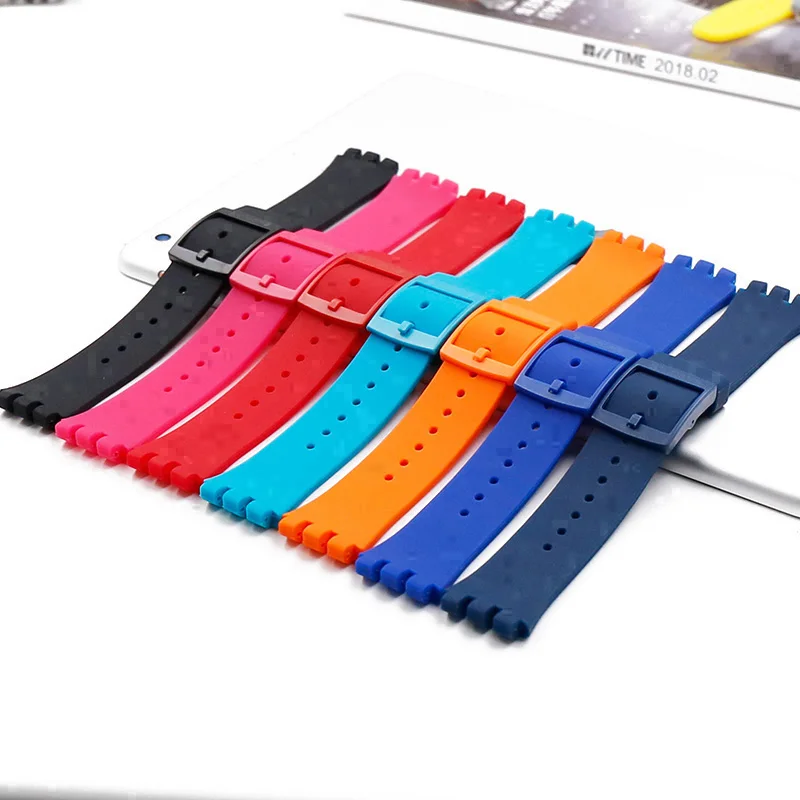 Pin buckle 20mm silicone strap men for Swatch SUSB401SUSW402SUSN400SUSL400 rubber strap waterproof bracelet watch band