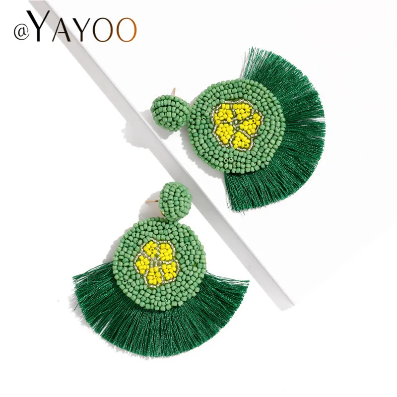 

Beads Tassel Earrings for Women Bohemian Oorbellen Wedding Big Drop Earings Handmade Fashion Jewelry 2019 Party Brincos