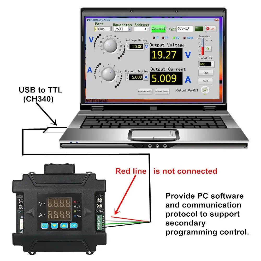 DPM8608-RF 60V 8A Цвет Экран Беспроводной Управление постоянного Напряжение ток DC-DC понижающий Связь Питание