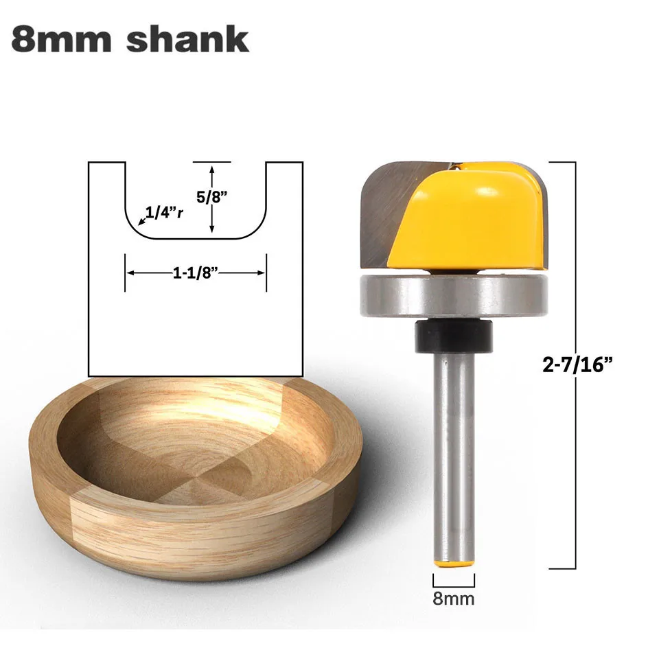 1 шт. 8 мм хвостовик чаша и лоток шаблонный маршрутизатор бит промышленного класса Два флейты карбида деревообрабатывающие фрезы