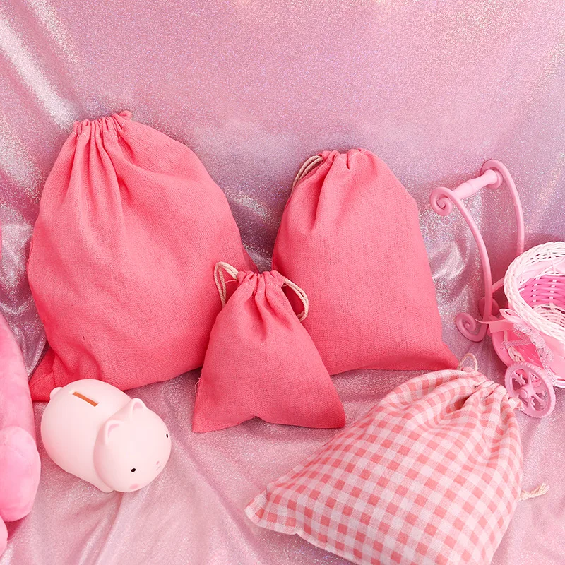 Фламинго клубника узор ручной работы хлопок Льняная сумка для хранения упаковки сумка для путешествий женская маленькая тканевая сумка 1 шт