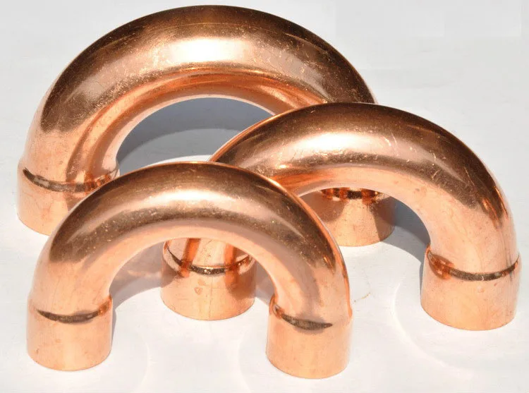 Wang shufang WSF-Adapters 5Pieces/Lot Inner Hole:12mm Thickness:0.8mm Copper Pipe Welded U Elbow 180 Degree Copper Joint Refrigeration Fittings 