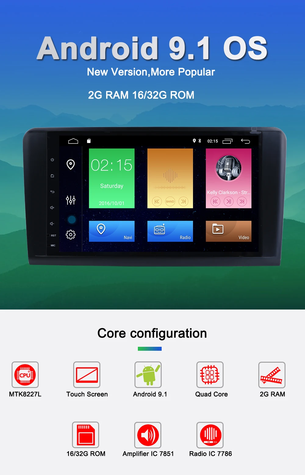 Best Navivox Android 9.1  Car DVD Stereo Player for Mercedes/Benz GL ML CLASS W164 ML350 ML500 X164 GL320 with Wifi BT Radio GPS 0