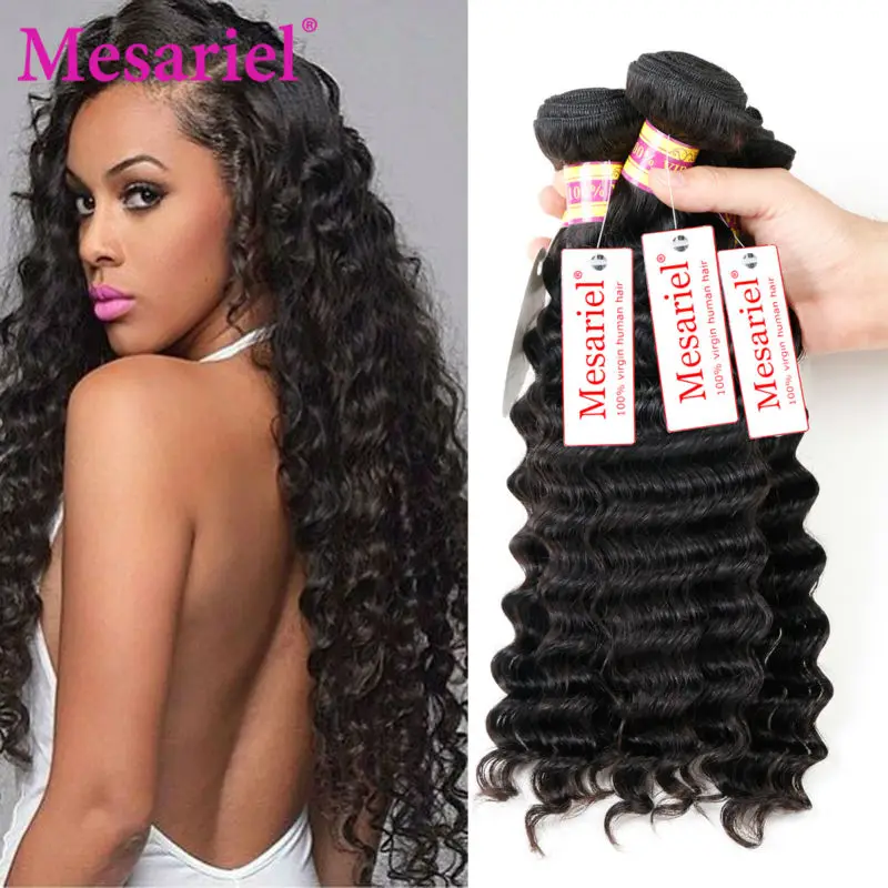 

7A Peruvian Deep Curly Virgin Hair MS Ariel Hair products Peruvian Deep Wave 3 Bundles Peruvian Hair Weave Bundles Human Hair