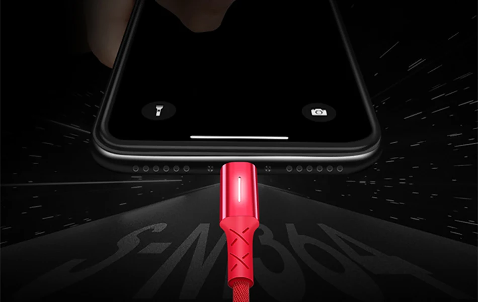 NOHON USB Nylon Charging Cable For iPhone X 10 8 7 6 5 Plus XS MAX XR Lighting Charge Cord With LED For iPad Mini 1 2 3 Charger  (2)
