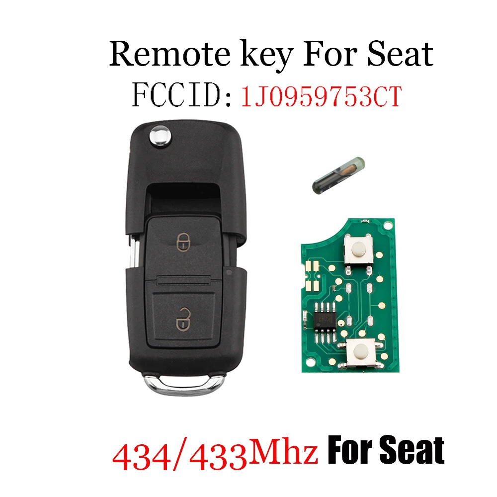 

433Mhz Remote Switchblade Key 433MHz ID48 Chip For Seat Arosa Cordoba Ibiza Leon Toledo Vario 1J0 959 753 CT or 1J0 959 753 AG