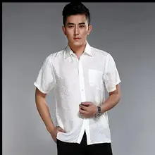 L-3XL горячие летние новые модные повседневные мужские рубашки с короткими рукавами шелковые мужские большие размеры свободные шелковые рубашки костюмы одежда