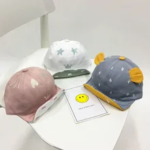 Весенняя шляпа для младенцев 6-18 месяцев, летняя Милая Детская кепка с ушками медведя, детская бейсбольная кепка для мальчика, шляпа с козырьком и застежкой сзади