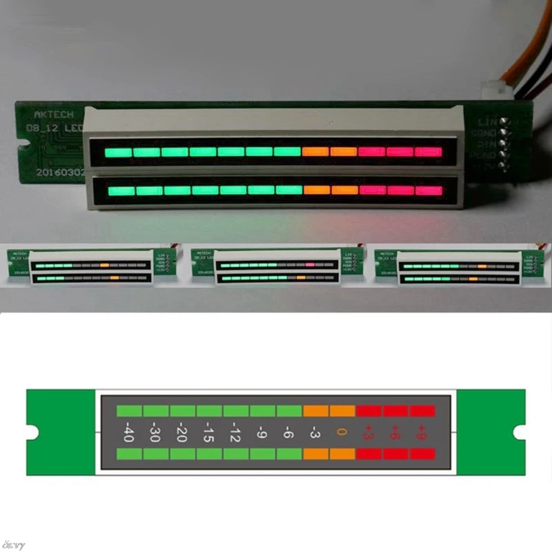 

Mini Dual 12 Level indicator VU Meter Stereo Amplifier Board Adjustable light Speed Board With AGC Mode