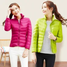 women ultra light down jacket winter duck down jackets women slim thin long sleeve parka zipper 14 color coats pockets solid