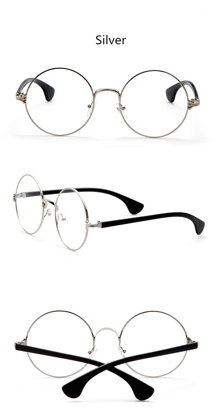 Шикарные очки ретро большая круглая металлическая оправа прозрачные линзы очки Nerd очки черные, розовые золотые оптические прозрачные очки