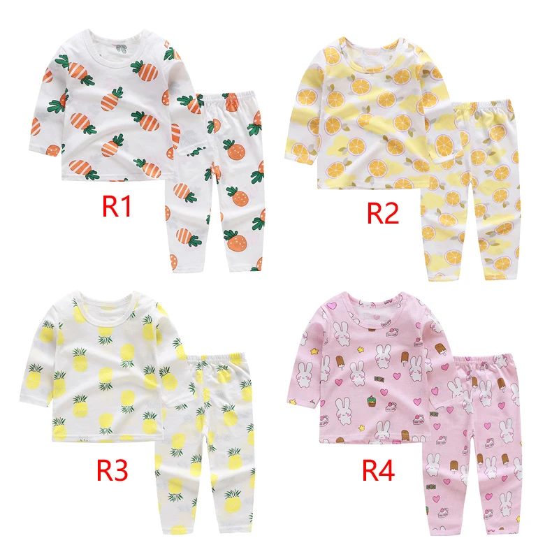 

Lovely pajamas set for girls children's sleepwear set in air conditioning room light and breathable suit for summer