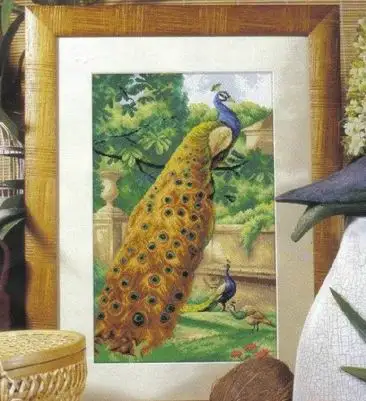 

Peacock in the garden Needlework,DMC Cross stitch,14CT Unprinted Animal for Embroidery kits Cross-Stitching,DIY Handmade decor