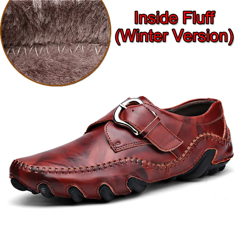 Модная Роскошная повседневная обувь; мужские лоферы из натуральной кожи на плоской подошве; Высококачественная Дизайнерская обувь; мужские мокасины; мужские кроссовки - Цвет: Fluff Red Brown