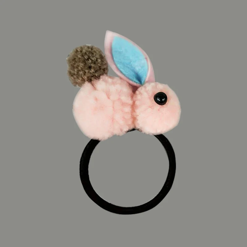 Hair Rope Light Pink Эластичная Повязка на голову для девочек, Детский плюшевый кролик с ушами, заколка для волос, популярная веревка для волос, 1 шт. цвета, кролик, регулируемые подарки, аксессуары - Цвет: Hair Rope Light Pink
