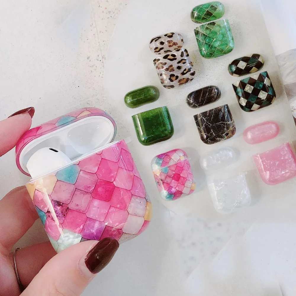

For AirPods Case luxury Marble dream shell Pattern Cover Bluetooth Wireless Earphone Cover For Airpods Ultra thin hard PC Case