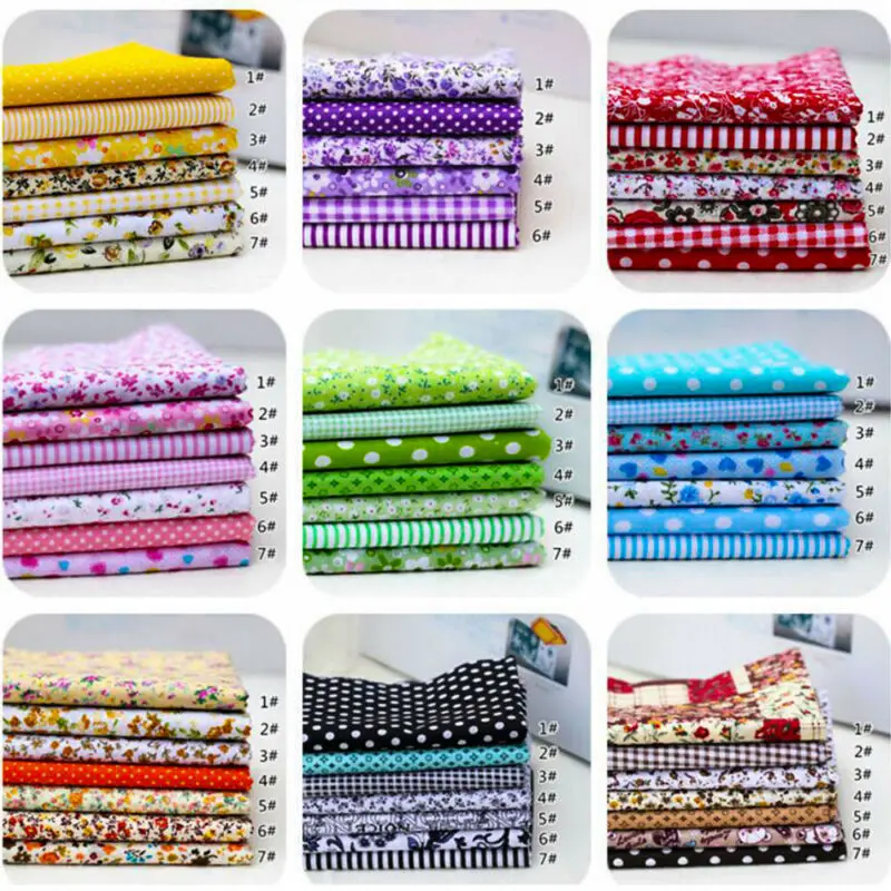 7Pcs 100% Cotton Fabric Assorted Pre Cut Bundle DIY Decor 25*25cm|Fabric| - AliExpress