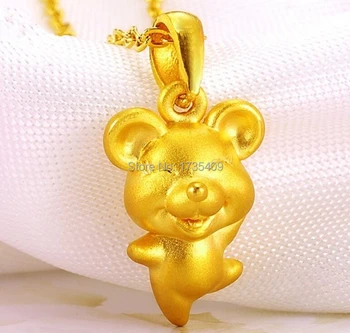 

Authentic 24K Yellow Gold Pendant / 3D Carved Bless Mouse Pendant / 2g