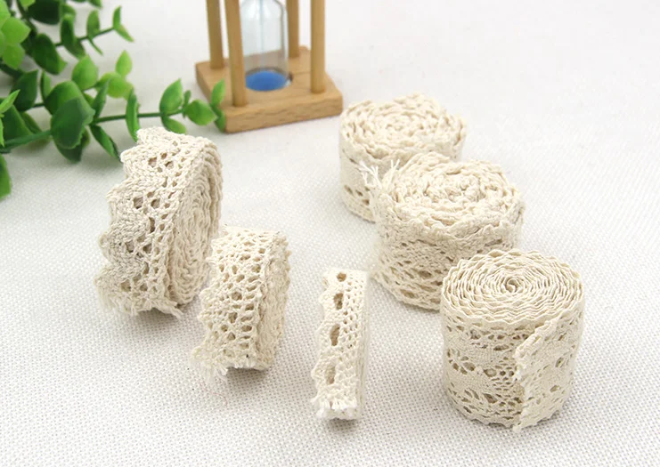 

5M Cotton edge cotton woven belt snow white cotton lace accessories clothes beige decorative handmade diy fabric